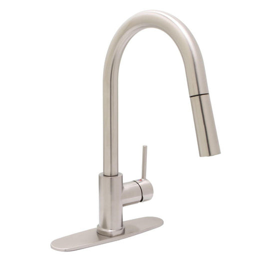 Huntington Brass Euro Arc PVD Satin Nickel Pull-Down Kitchen Faucet