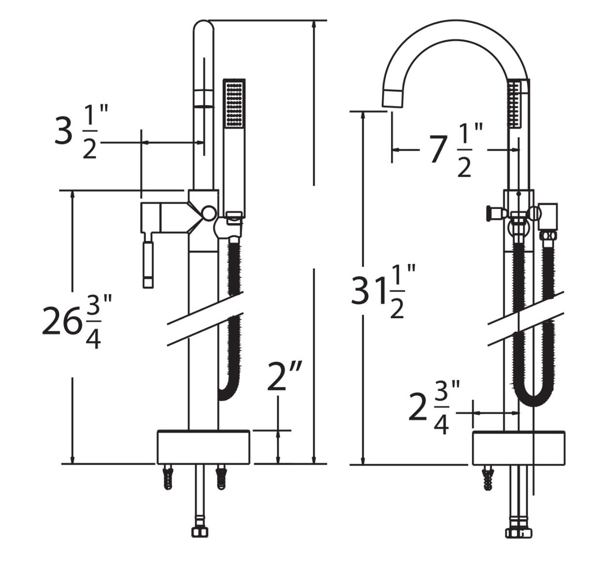 Huntington Brass Euro Matte Black Freestanding Tub Filler Faucet