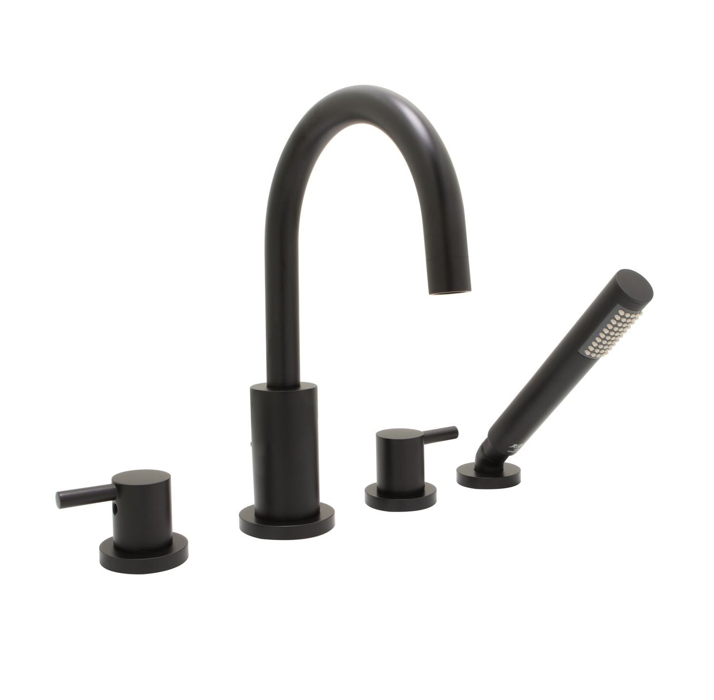 Huntington Brass Euro Matte Black Roman Tub Filler Faucet With Hand Shower