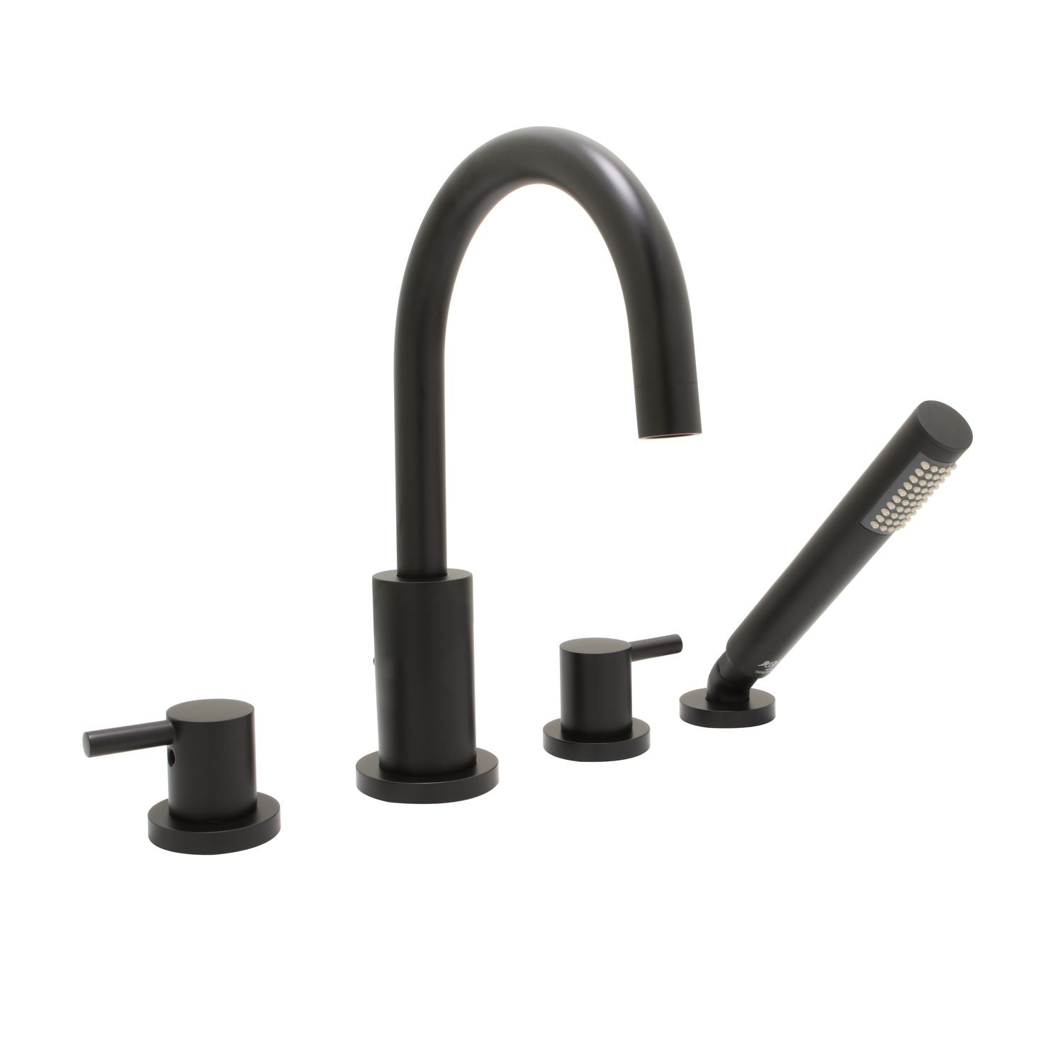 Huntington Brass Euro Matte Black Roman Tub Filler Faucet With Hand Shower