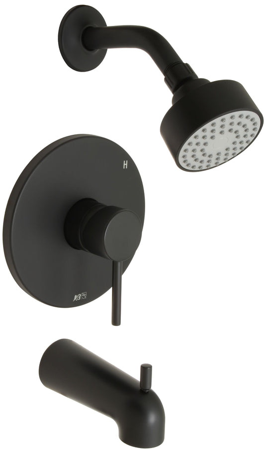Huntington Brass Euro Matte Black Tub and Shower Package