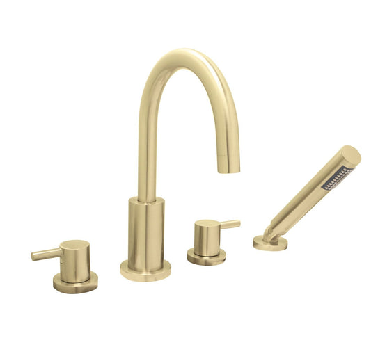 Huntington Brass Euro PVD Satin Brass Roman Tub Filler Faucet With Hand Shower