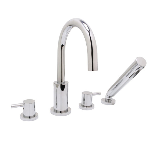 Huntington Brass Euro Polished Chrome Roman Tub Filler Faucet With Hand Shower