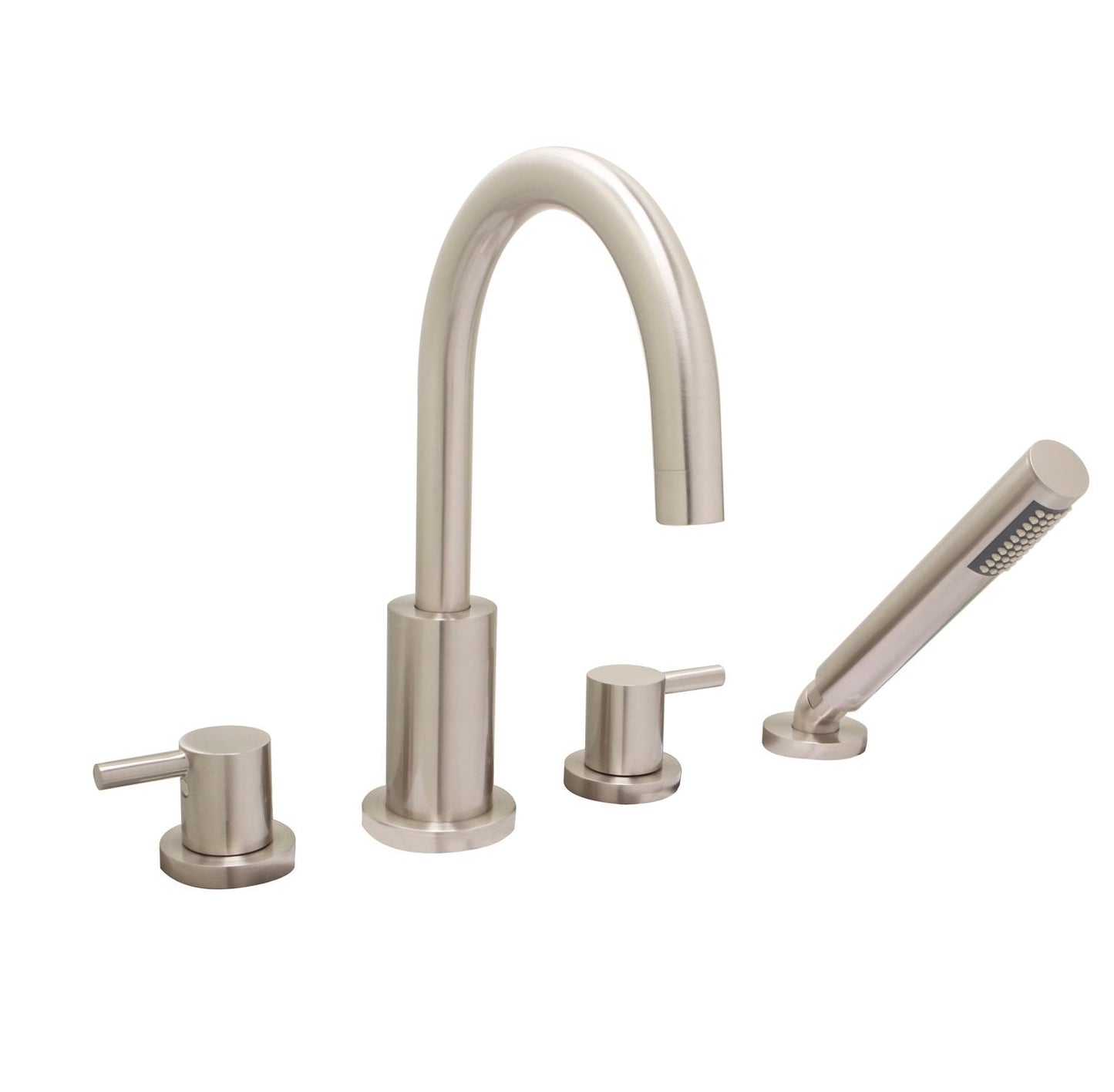 Huntington Brass Euro Satin Nickel Roman Tub Filler Faucet With Hand Shower