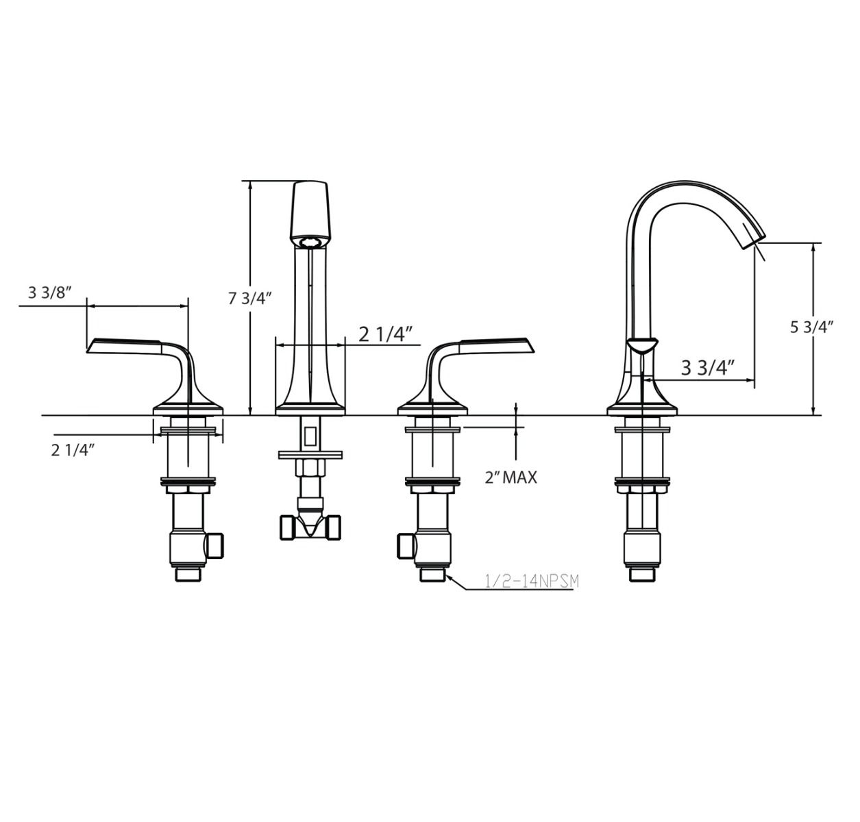 Huntington Brass Joy Matte Black Widespread Faucet