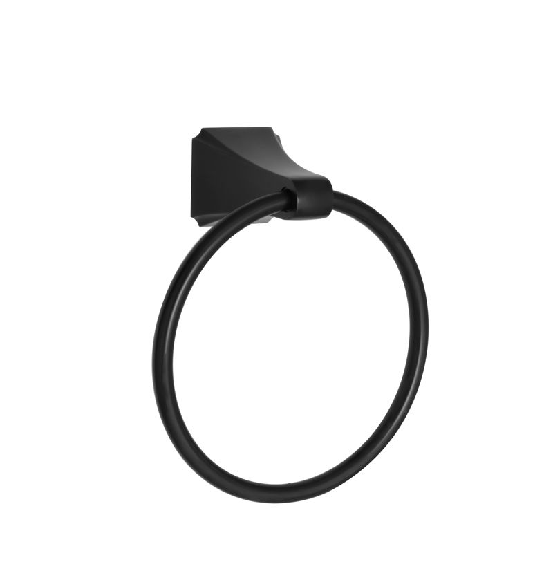 Huntington Brass Matte Black Contemporary Towel Ring