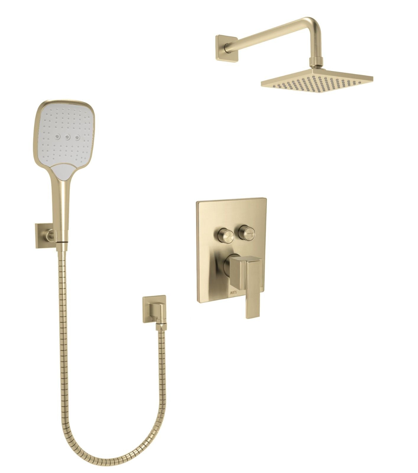 Huntington Brass Matte Black Square Style Push Button Shower Package