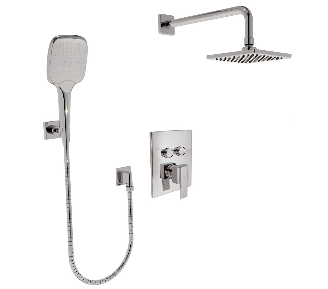 Huntington Brass Matte Black Square Style Push Button Shower Package