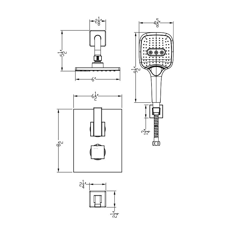 Huntington Brass Matte Black Square Thermostatic Shower Package