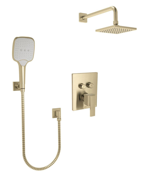 Huntington Brass PVD Satin Brass Square Style Push Button Shower Package