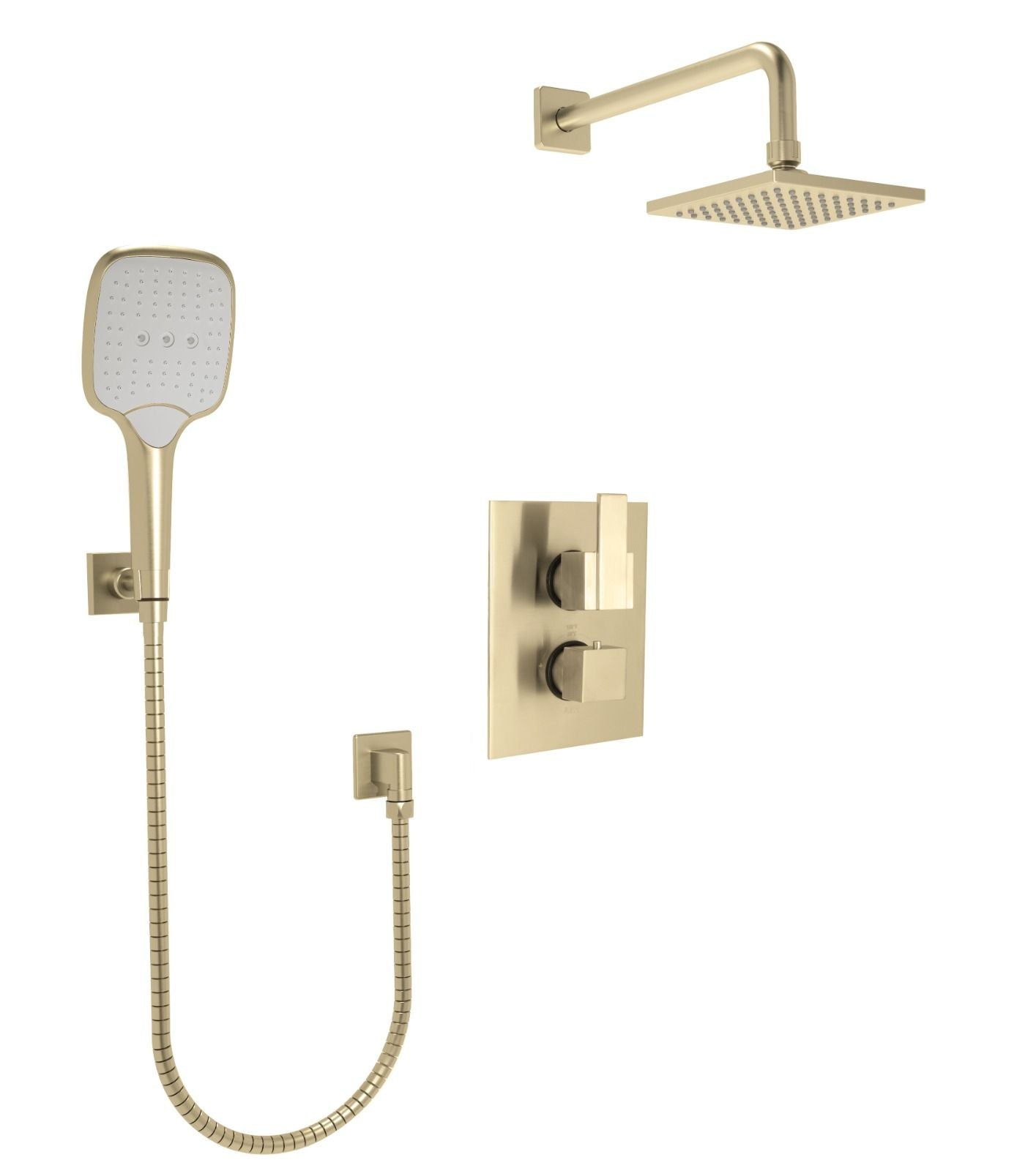 Huntington Brass PVD Satin Brass Square Thermostatic Shower Package