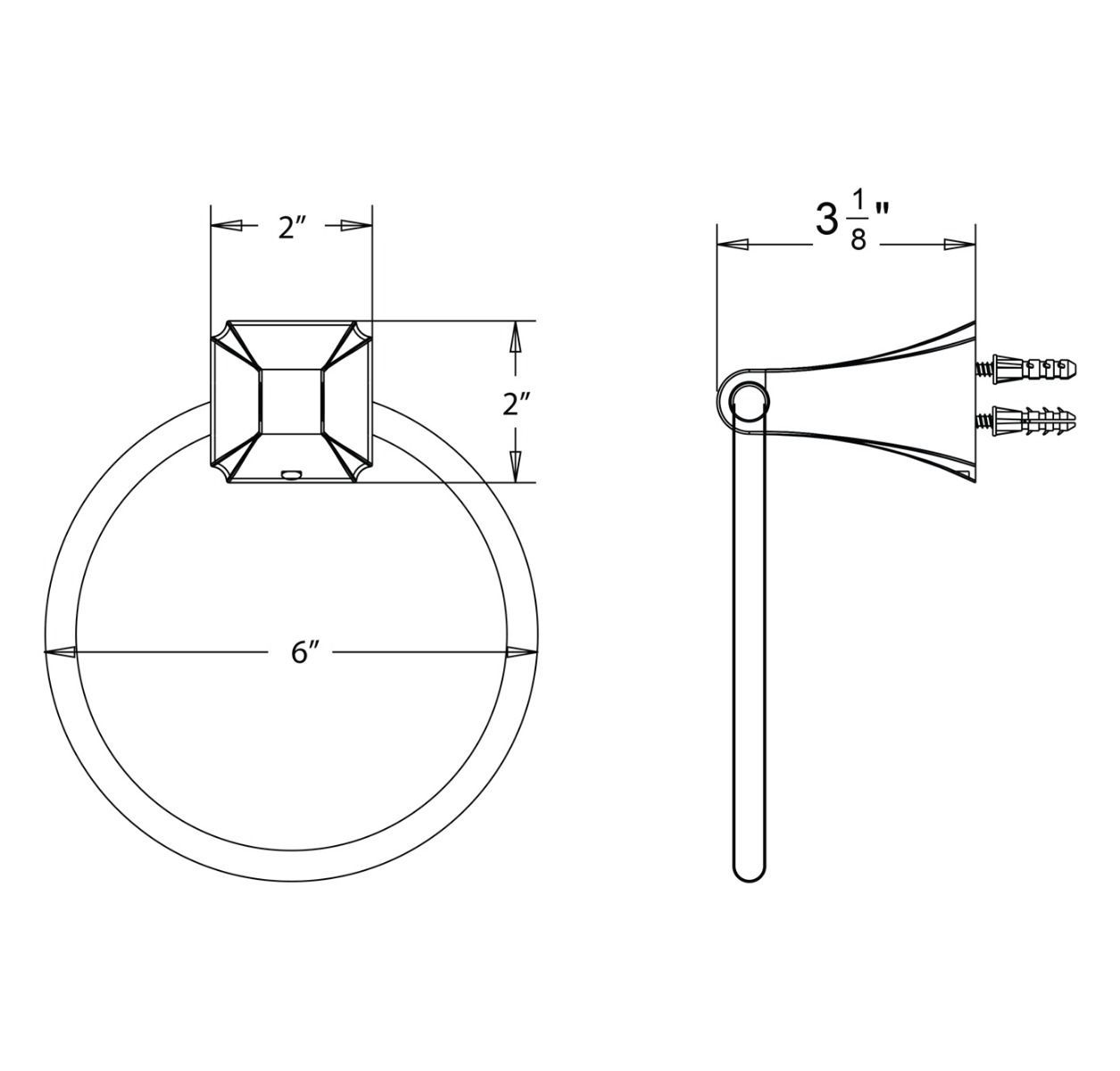 Huntington Brass PVD Satin Nickel Contemporary Towel Ring