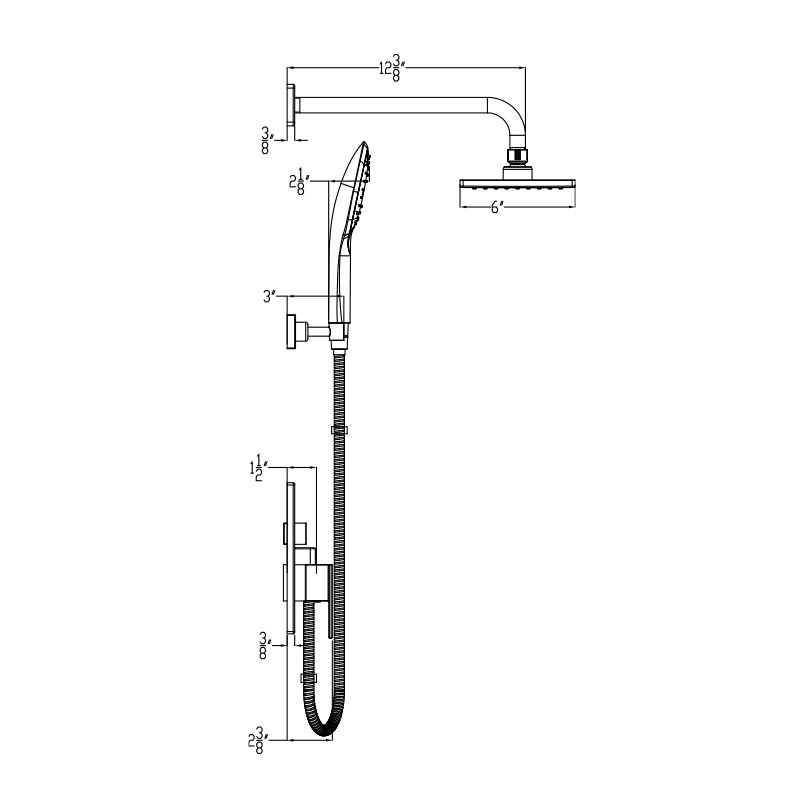 Huntington Brass PVD Satin Nickel Square Style Push Button Shower Package