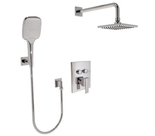 Huntington Brass PVD Satin Nickel Square Style Push Button Shower Package