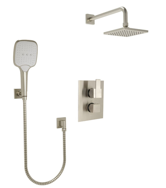 Huntington Brass PVD Satin Nickel Square Thermostatic Shower Package