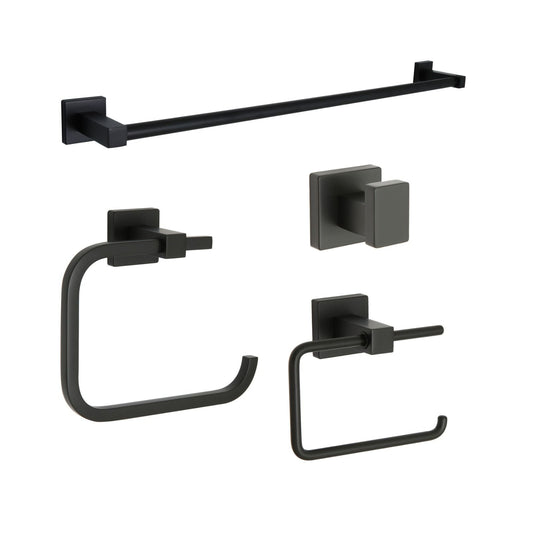 Huntington Brass Razo Matte Black Bathroom Accessory Package