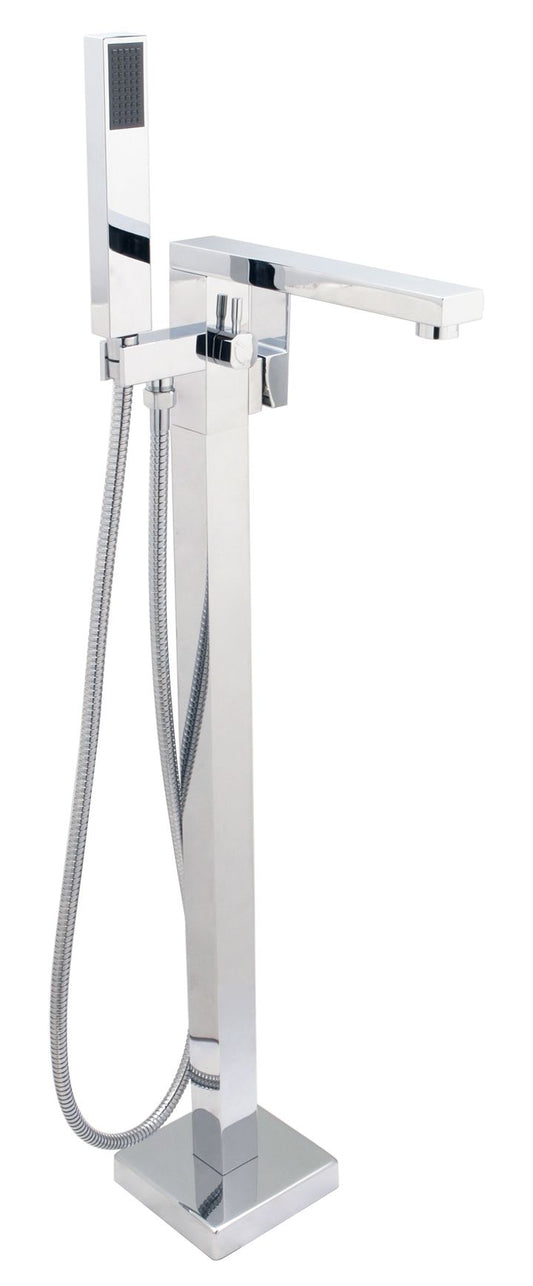 Huntington Brass Razo Polished Chrome Freestanding Roman Bathtub Filler Faucet With Hand Shower