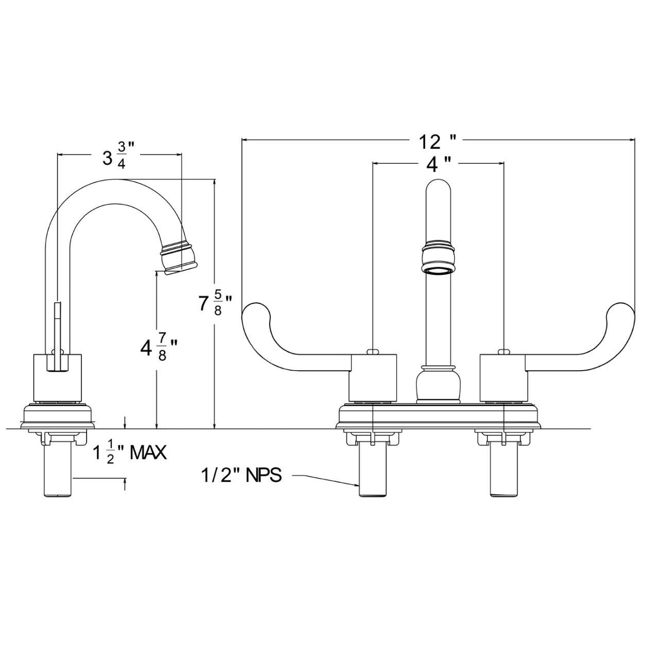 Huntington Brass Reliaflo Polished Chrome Three Hole Dual Handle Bar Faucet