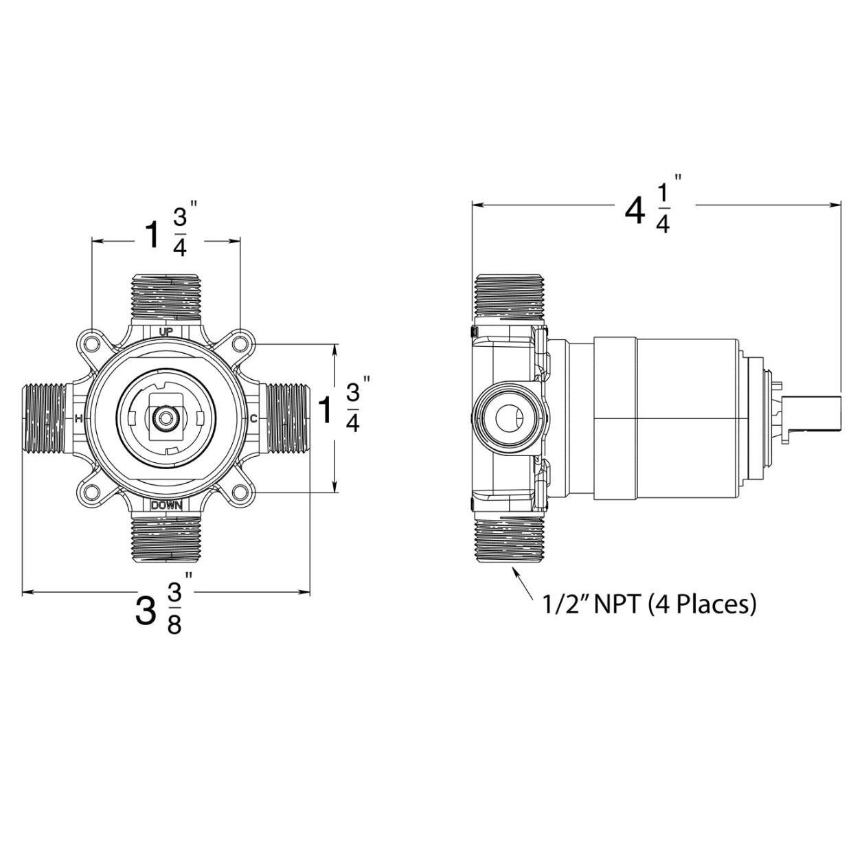 Huntington Brass Rough-In Pressure Balanced Shower Valve (P1023199)