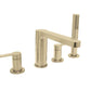 Huntington Brass Tazio Roman PVD Satin Brass Tub Filler Faucet With Pullout Hand Shower