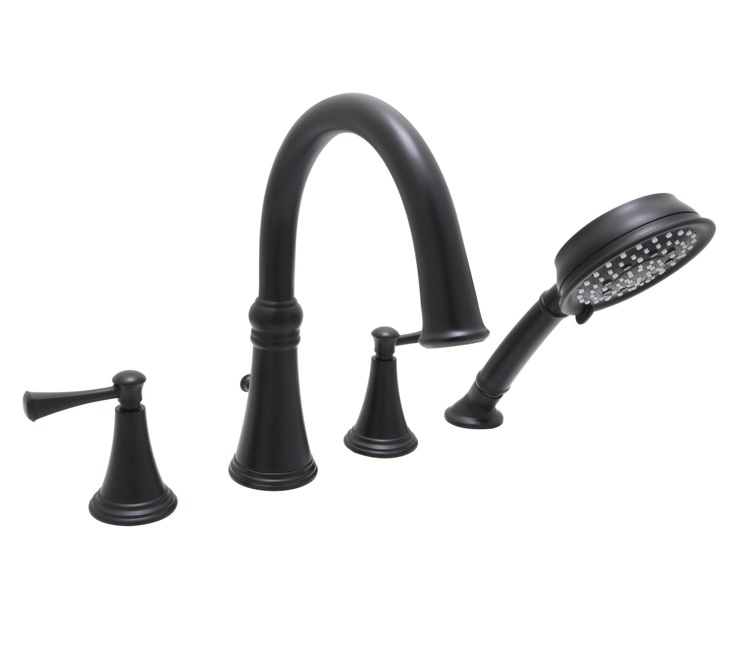 Huntington Brass Woodbury Matte Black Roman Tub Filler Faucet With Hand Shower