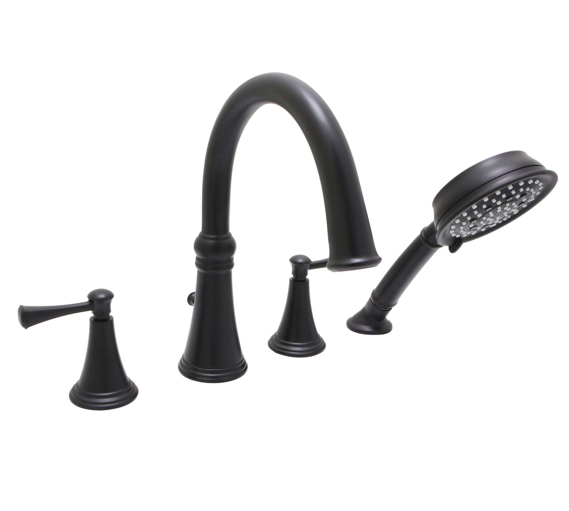 Huntington Brass Woodbury Matte Black Roman Tub Filler Faucet With Hand Shower