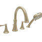 Huntington Brass Woodbury PVD Satin Brass Roman Tub Filler Faucet With Hand Shower