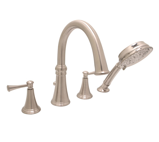 Huntington Brass Woodbury PVD Satin Nickel Roman Tub Filler Faucet With Hand Shower