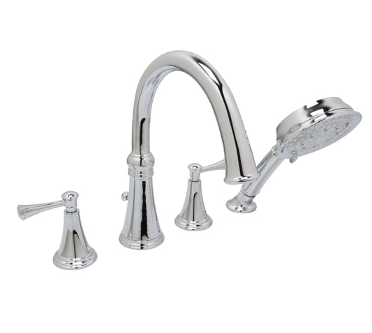 Huntington Brass Woodbury Polished Chrome Roman Tub Filler Faucet With Hand Shower
