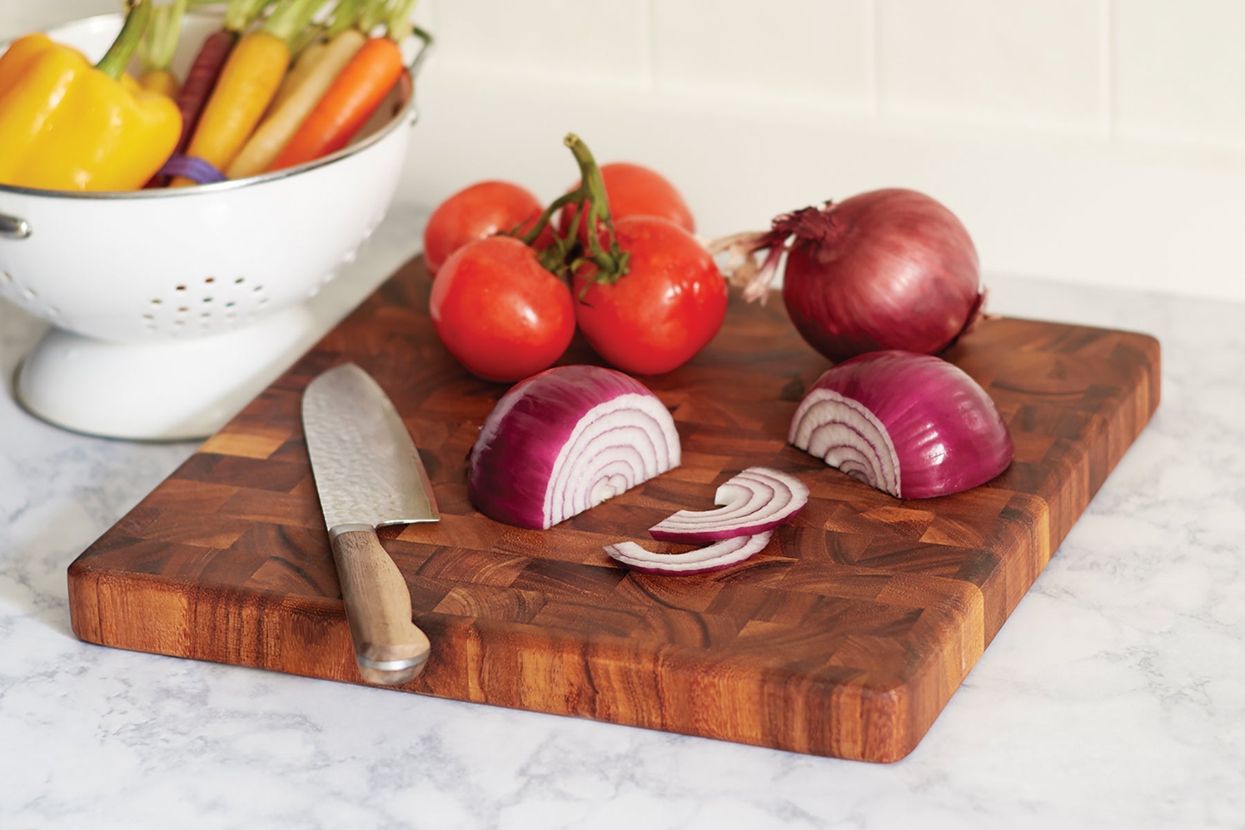Ironwood Gourmet 14" Square Acacia Wood End Grain Chef's Board - (5 Pieces)