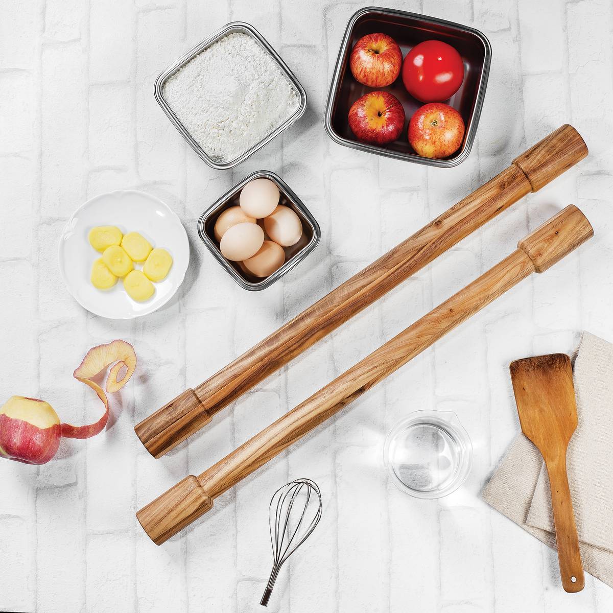 Ironwood Gourmet Acacia Dark Wood Fixed Width Rolling Pins (Set of 2) - (10 Sets)