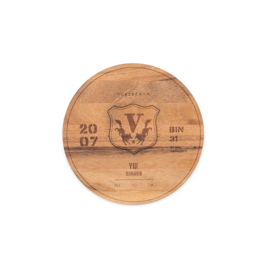 Ironwood Gourmet Acacia Wood 2007 Wine Barrel Engraving Circle Serving Board - (16 Pieces)