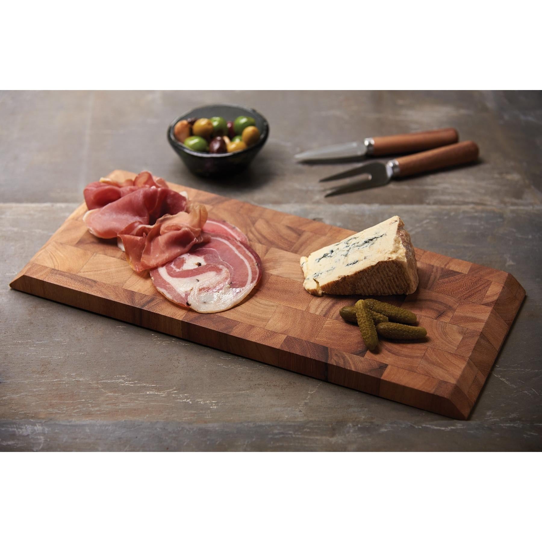 Ironwood Gourmet Acacia Wood Bowery End Grain Cheese & Charcuterie Board - (10 Pieces)