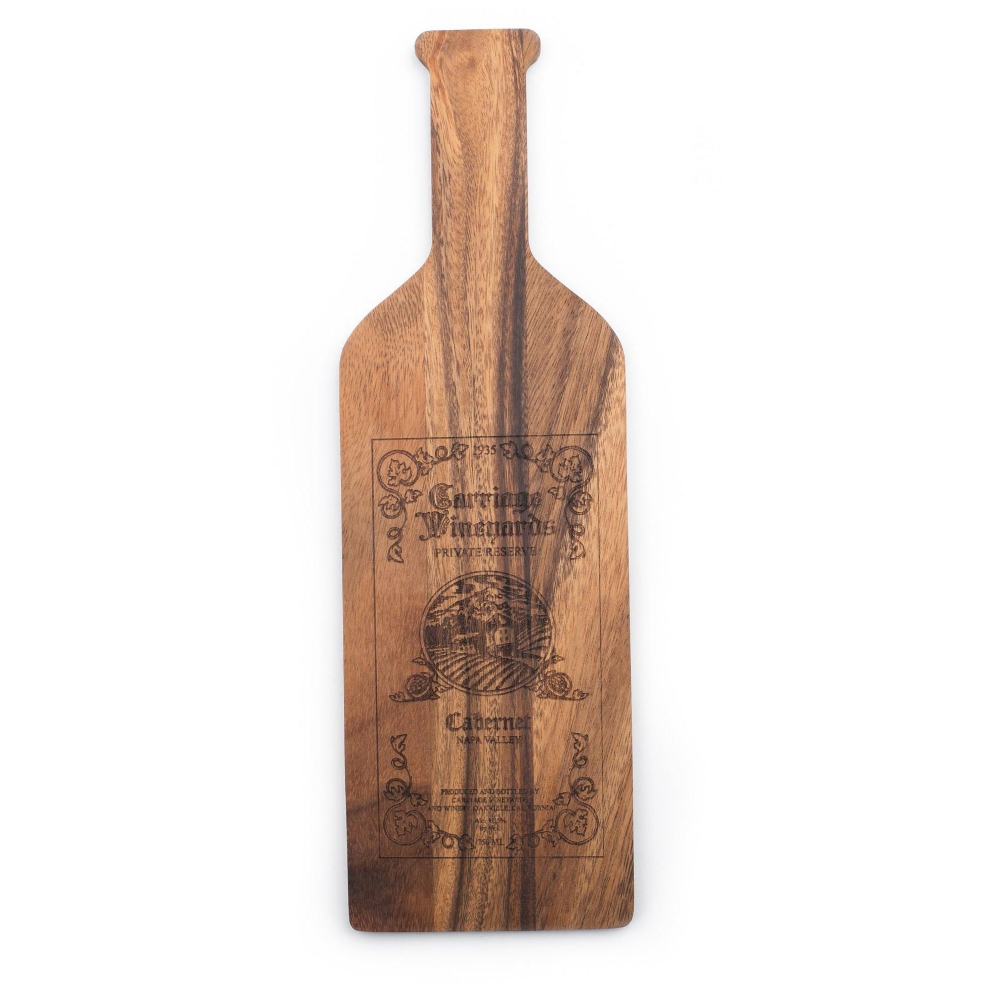 Ironwood Gourmet Acacia Wood Cabernet Engraving Wine Bottle Paddle Board - (15 Pieces)
