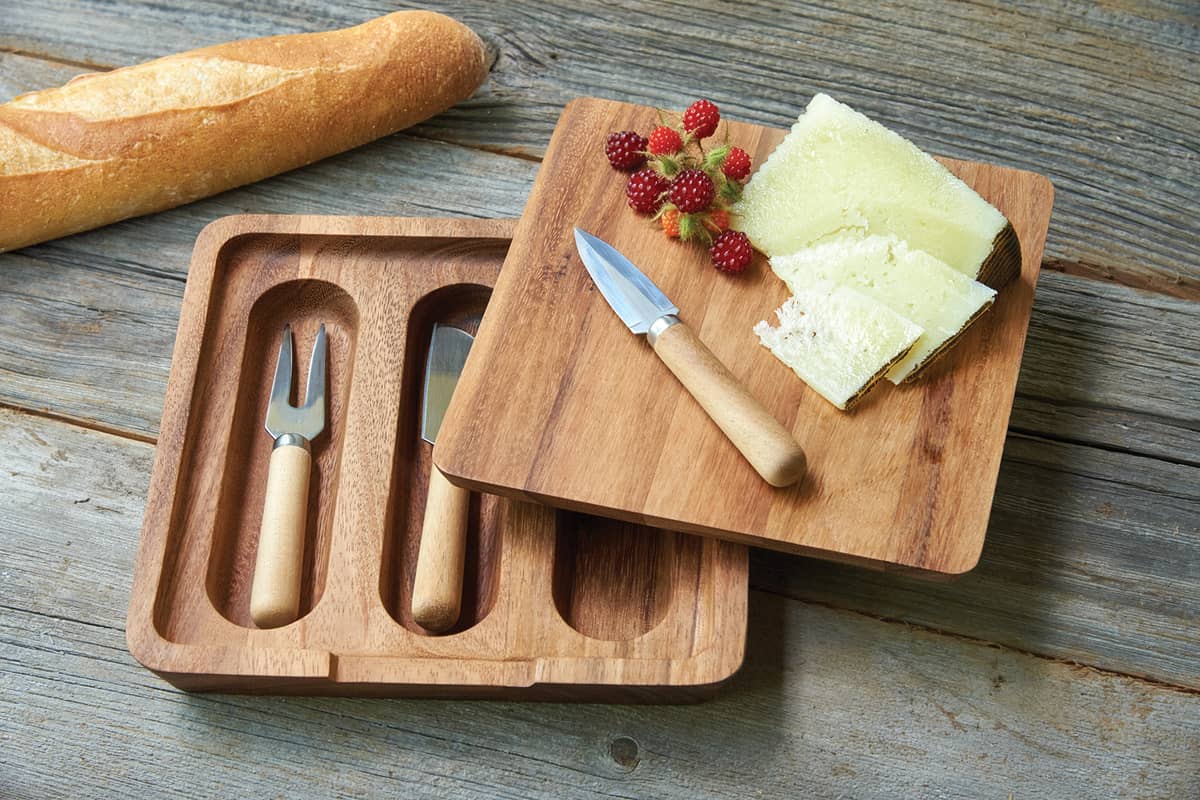 Acacia Wood Cheese Board with Cheese Slicer