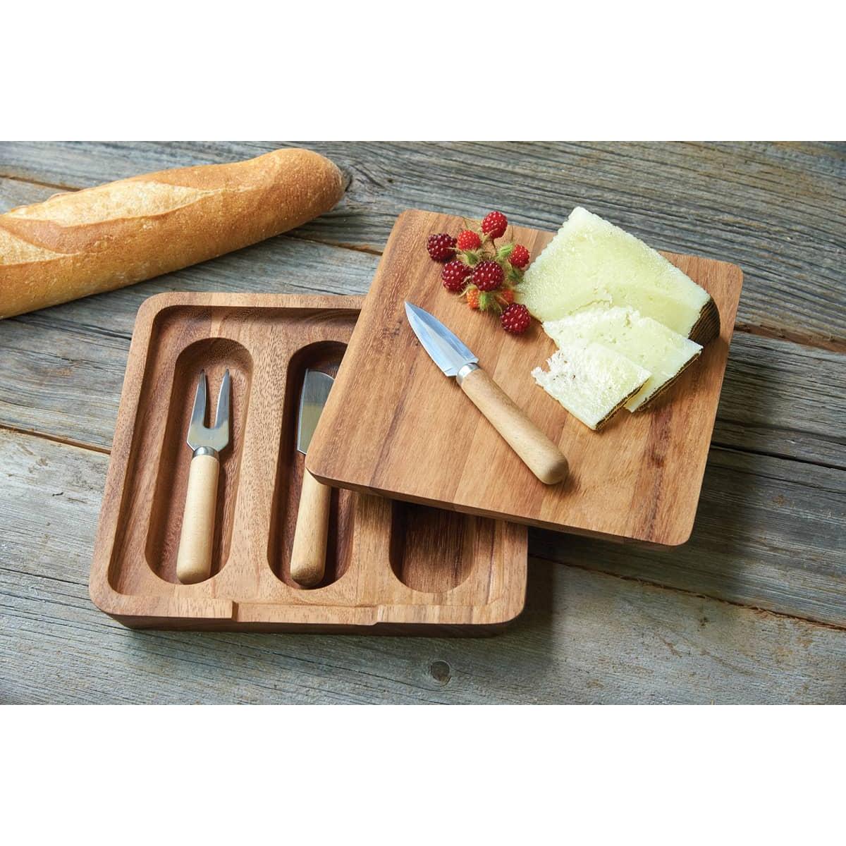 Ironwood Gourmet Acacia Wood Cheese Board and Knife Set - (6 Sets)