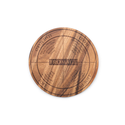 Ironwood Gourmet Acacia Wood Cheese Engraving Circle Serving Board - (16 Pieces)