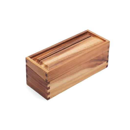 Ironwood Gourmet Acacia Wood Double Recipe Box With 2 Compartment for 3 x 5" Note Cards - (8 Pieces)