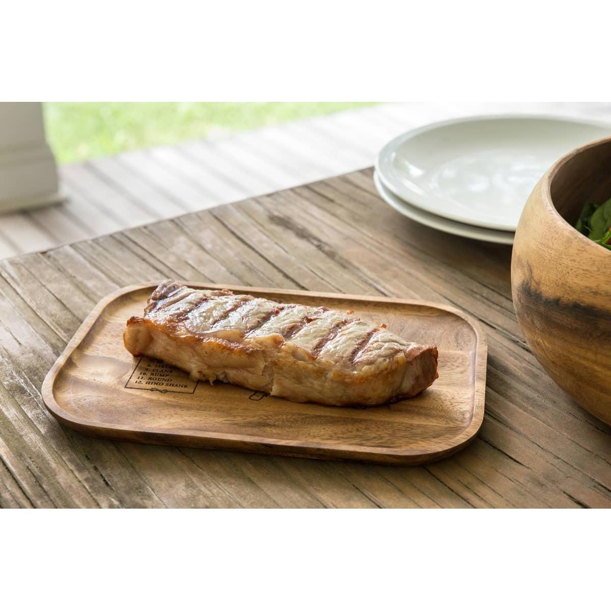 Ironwood Gourmet Acacia Wood Engr. Small Steak Board Cow - (16 Pieces)