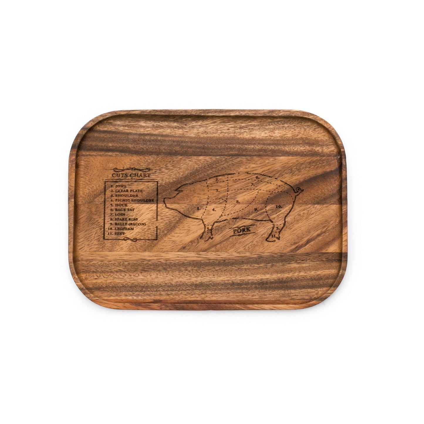 Ironwood Gourmet Acacia Wood Engr. Small Steak Board Pig - (16 Pieces)