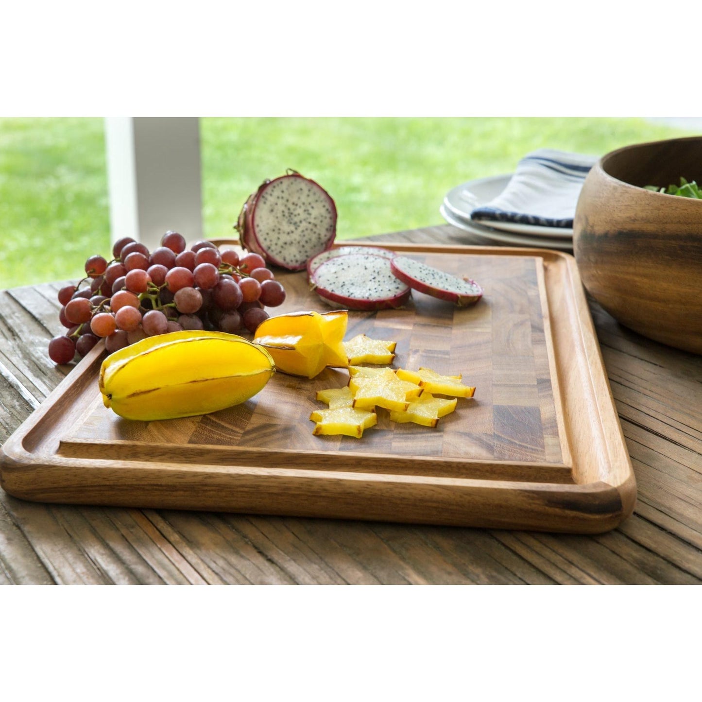 Ironwood Gourmet Acacia Wood Large End Grain Prep Board With Juice Channel - (4 Pieces)
