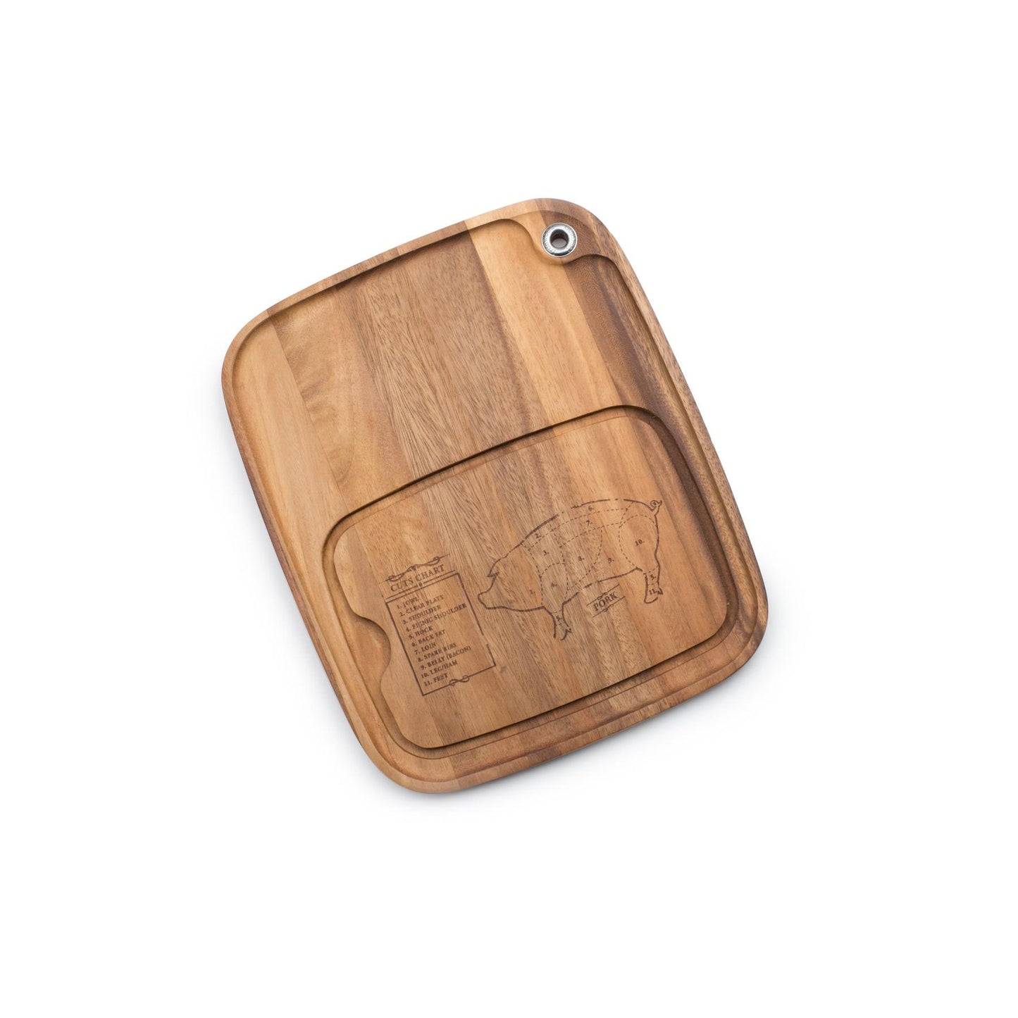 Ironwood Gourmet Acacia Wood Pig Engraving Steak Barbecue Plate - (12 Pieces)