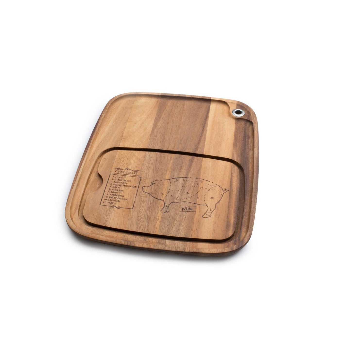 Ironwood Gourmet Acacia Wood Pig Engraving Steak Barbecue Plate - (12 Pieces)