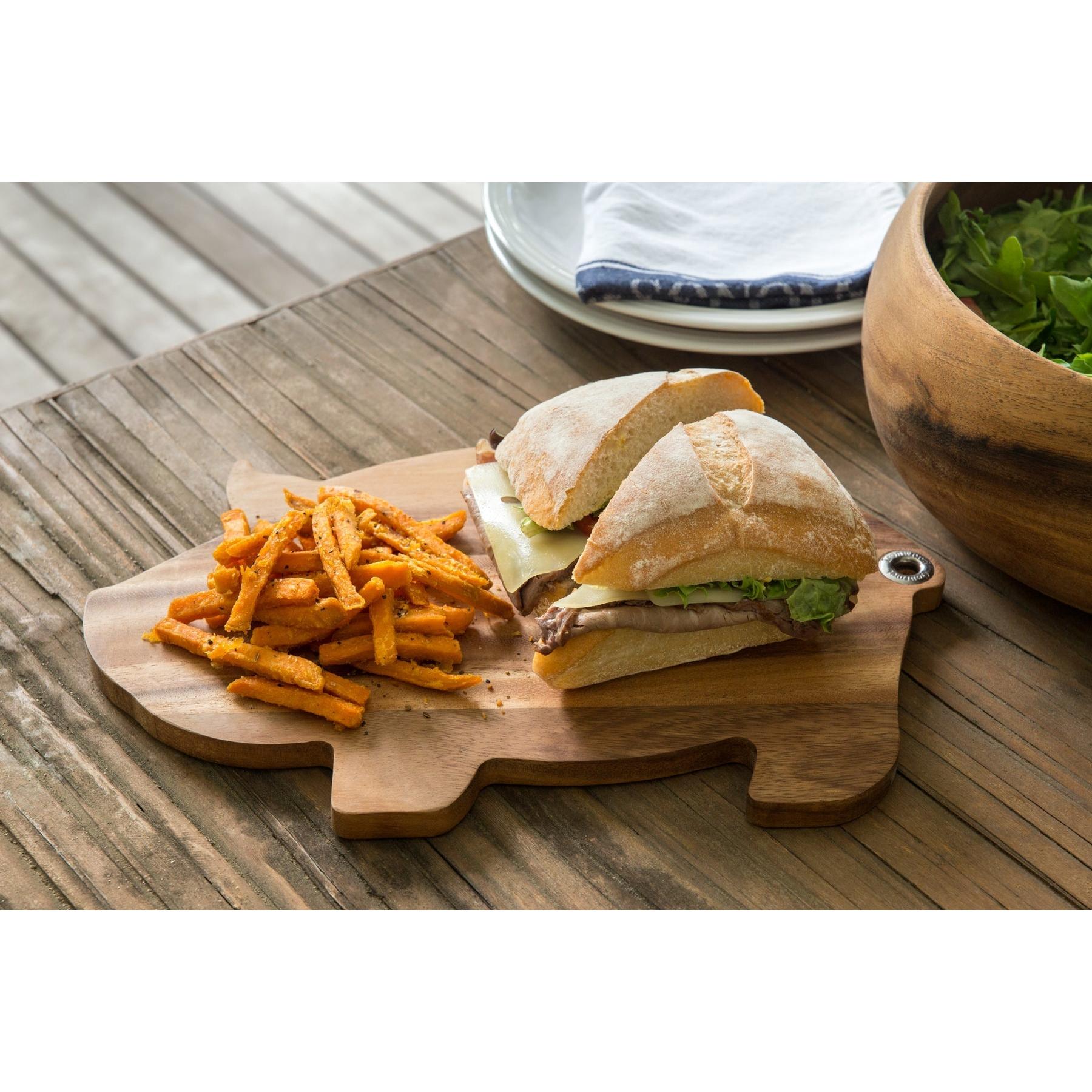 Ironwood Gourmet Acacia Wood Pig Shaped Serving Board - (23 Pieces)