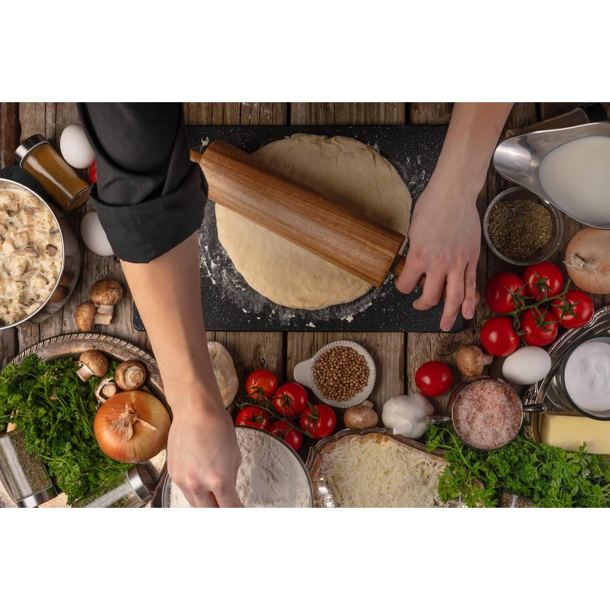 Ironwood Gourmet Acacia Wood Rolling Pin With Handles, 12" Barrel x 2.75" - (12 Pieces)