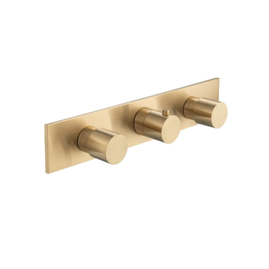 Isenberg 3/4" Brushed Bronze PVD Horizontal Thermostatic Valve With 2 Volume Controls & Trim