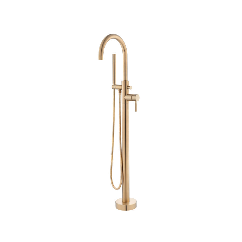 Isenberg Brushed Bronze PVD Freestanding Floor Mount Bathtub / Tub Filler With Hand Shower