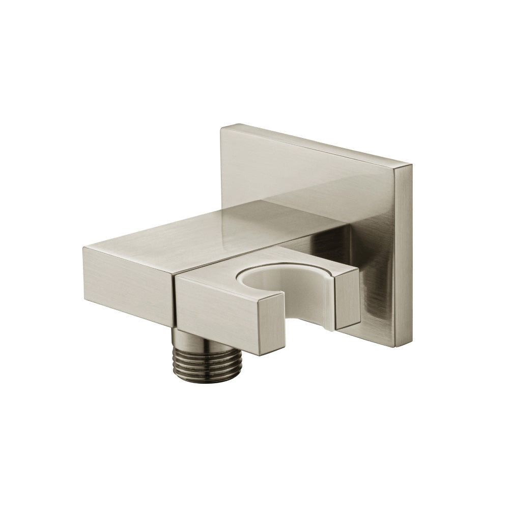 Isenberg Brushed Nickel PVD Wall Elbow With Holder Combo - Adjustable Angle