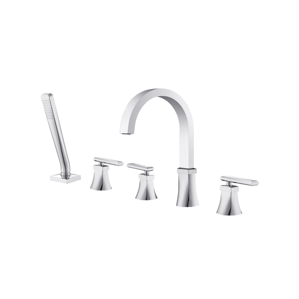 Isenberg Chrome Five Hole Deck Mounted Roman Tub Faucet With Hand Shower