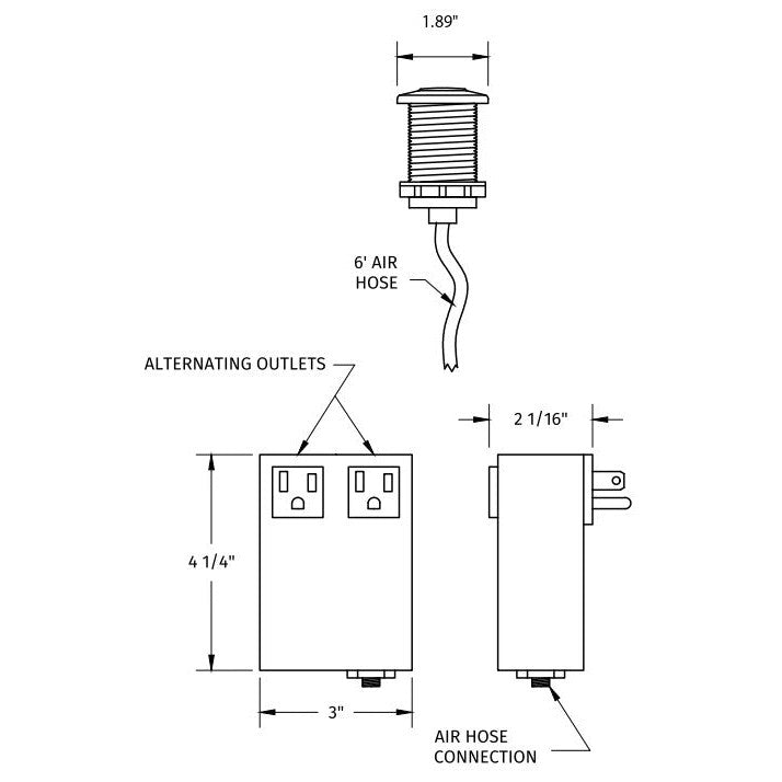Isenberg Klassiker 2" Round Stainless Steel Air Switch Garbage Disposal
